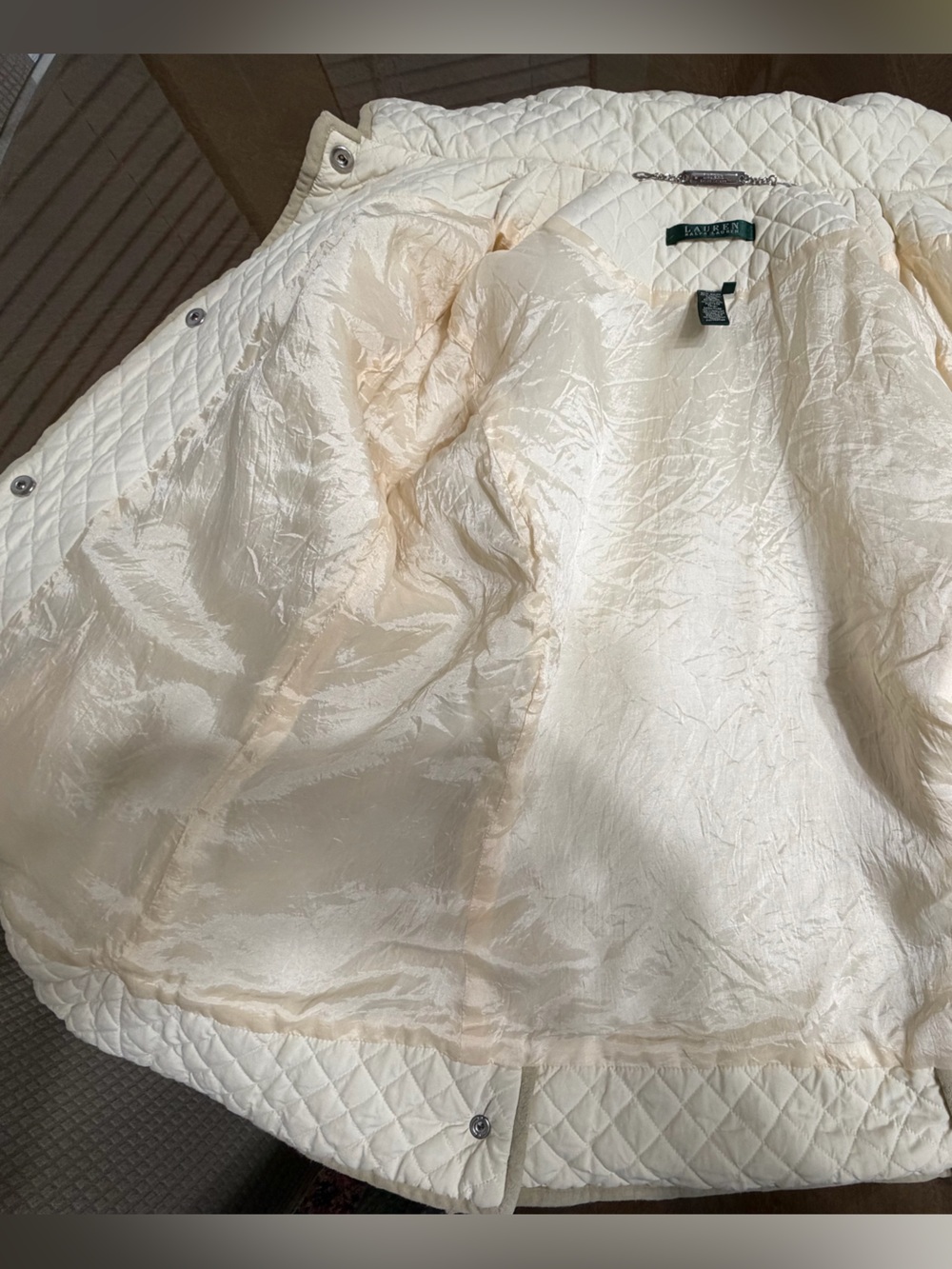 Ralph Lauren Cream Quilted Utility Jacket with Sherpa Collar - Picture 8 of 8